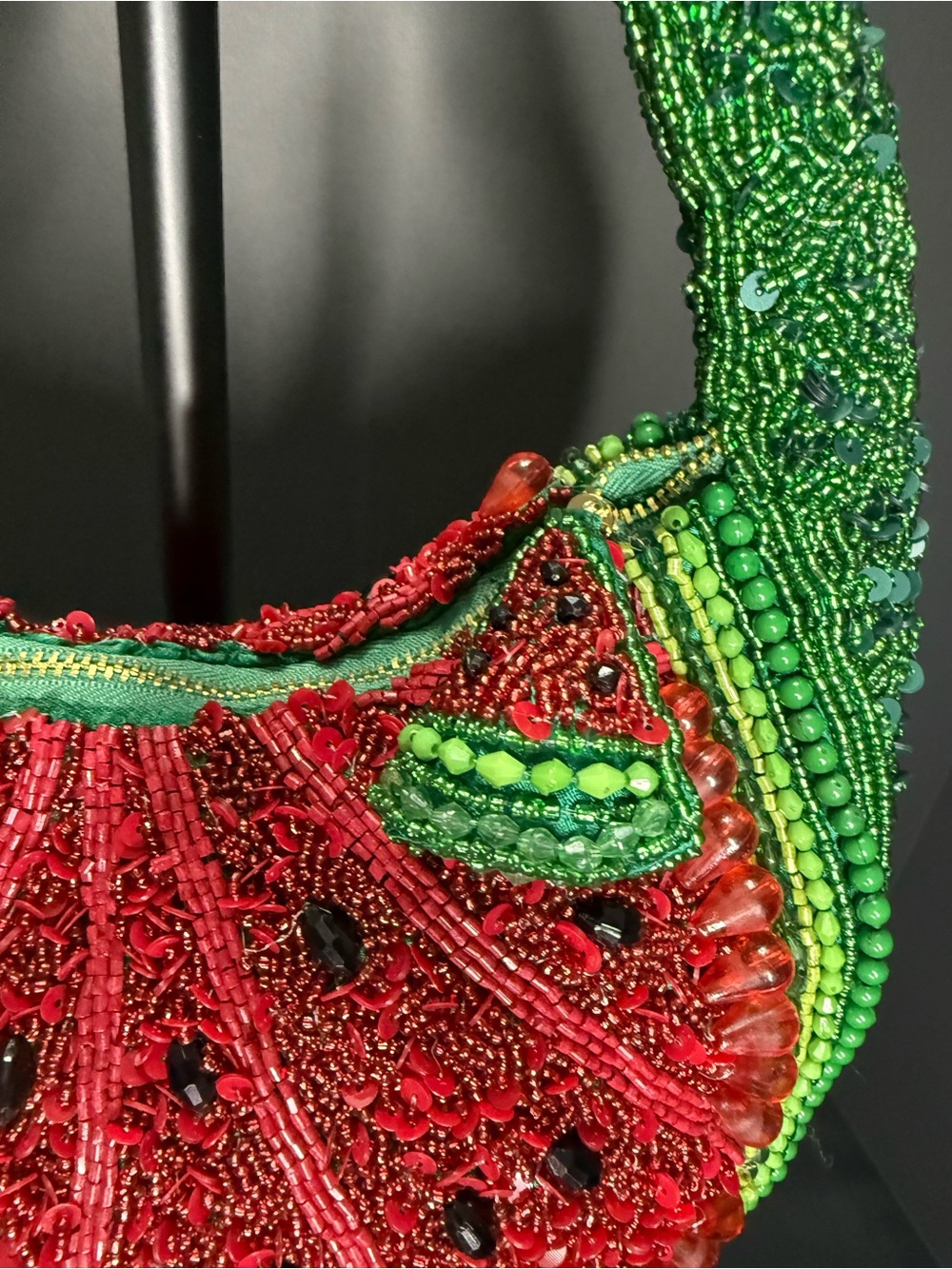 New Viral Beaded Purse Bag Made in India Summer Resort Novelty Watermelon - Picture 3 of 4